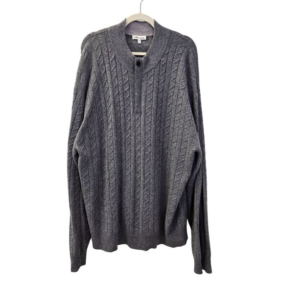 Peter Millar Wool & Cashmere Blend Cable Knit Quarter Zip Sweater Size 2X Tall - Picture 1 of 8